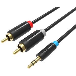 Vention 3.5mm Jack Male to 2-Male RCA Adapter Cable 0.5M Black kép