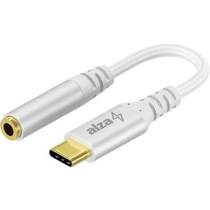 AlzaPower USB-C (M) - 3, 5 mm-es Jack (F) 0, 1 m ezüst kép