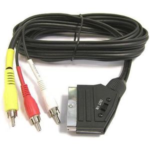 PremiumCord Kábel SCART - 3xCINCH M/M 1, 5m kapcsolóval kép