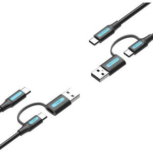 Vention USB-C + USB-A to USB-C Cable 1m Black PVC Type kép