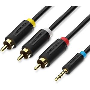 Vention 3, 5 mm Male to 3x RCA Male AV Cable 1, 5 m Black kép