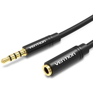 Vention Cotton Braided 3.5mm Audio Extension Cable 0.5m Black Metal Type kép