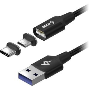 AlzaPower MagCore 2in1 USB-C + Micro USB - 5A, 1m, fekete kép