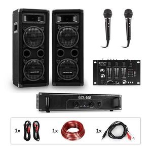 Auna Pro PW-65x22 MKII, PA karaoke szett, erősítő, 2 passzív PA hangszóró, keverő, 2 mikrofon kép