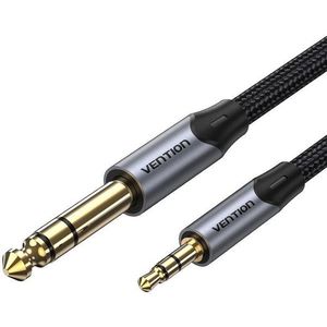 Vention Cotton Braided TRS 3.5mm Male to 6.5mm Male Audio Cable 1M Gray Aluminum Alloy Type kép
