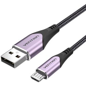 Vention Cotton Braided Micro USB to USB 2.0 Cable Purple 1m Aluminum Alloy Type kép