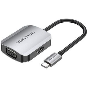 Vention USB-C to HDMI + VGA Converter 0.15M Gray Aluminum Alloy Type kép