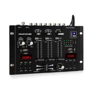 Auna Pro DJ-22BT, MKII, mixer, 3/2 csatornás-DJ-keverőpult, BT, 2 x USB, rack-ba szerelés, fekete kép