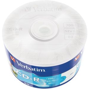 VERBATIM CD-R 700MB, 52x, printable, wrap 50 db kép