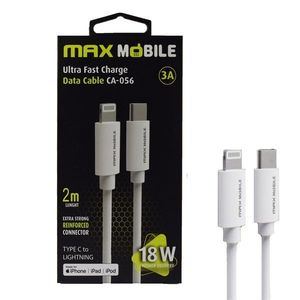 Max Mobile CA-001 Lightning - USB-C Adat- és töltőkábel (3858892933787) Fehér kép