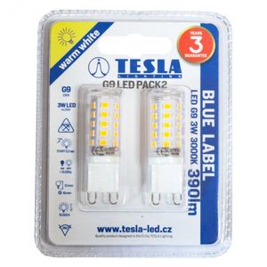 Tesla - LED izzó, G9, 3W, 230V, 300lm, 3000K, 360°, 2 db-os szett kép