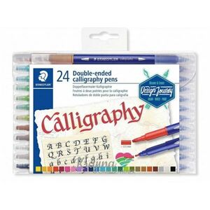 STAEDTLER kalligráfiai filctollak "Calligraph Duo", 24 szín, 2, 0/3, 5 mm, kétoldalas kép