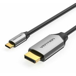 Vention USB-C to DP (DisplayPort) Cable 1M Black Aluminum Alloy Type kép