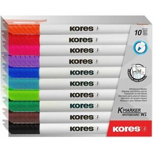 KORES K-MARKER fehér táblához, vékony - 10 színből álló készlet kép