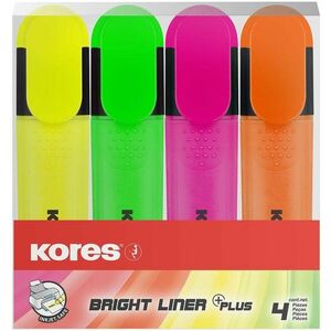 KORES BRIGHT LINER PLUS 4 színből álló szett (sárga, rózsaszín, narancsszín, zöld) kép