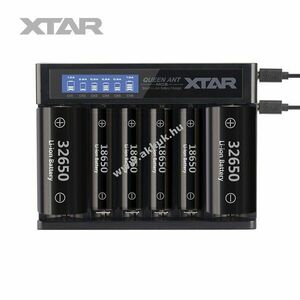 Xtar okos Li-ion akkutöltő típus MC6 - 6db 18650 stb. Li-Ion akkukhoz + 2db USB kábel kép