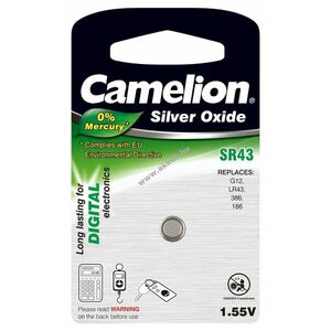 Camelion ezüstoxid-gombelem, óraelem SR43 /G12/LR43/186 /386 1db/csom. kép