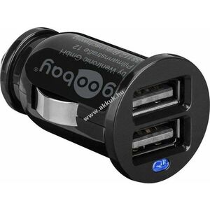 Goobay autós USB mini adapter gyorstöltő 12-24V 2db USB fekete (2, 4A) kép