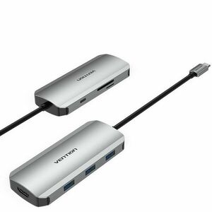 Vention USB-C to HDMI / 3x USB 3.0 / SD / TF / PD Docking Station Gray 0, 15 m Aluminum Alloy Type kép