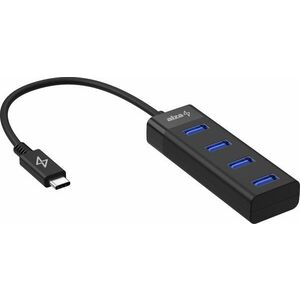 AlzaPower Core USB-C (M) - 4× USB-A (F) fekete kép