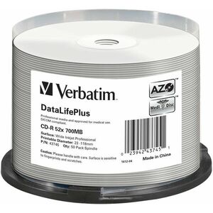 VERBATIM CD-R DLP 80 min. 52x WIDE Professional Printable 50-cake kép