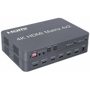 PremiumCord HDMI matrix switch 4: 2 hanggal, 4Kx2K és FULL HD 1080p kép