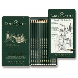 Faber-Castell Castell 9000 Design grafit ceruzák pléhdobozban, 12 db-os készlet kép