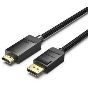 Vention Cotton Braided 4K DP (DisplayPort) to HDMI Cable 1, 5M Black kép