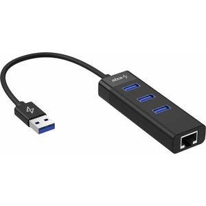 AlzaPower Core USB-A (M) - 3× USB-A (F) LAN-nal fekete kép