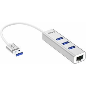 AlzaPower AluCore USB-A (M) - 3× USB-A (F) LAN-nal ezüst kép