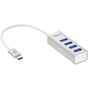 AlzaPower AluCore USB-C (M) - 4× USB-A (F) ezüst kép