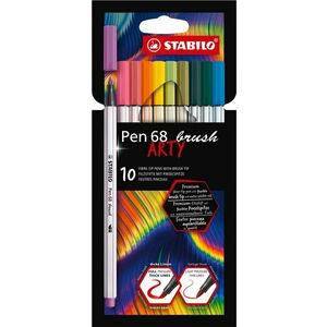 STABILO Pen 68 brush, rugalmas ecset végű heggyel, tokban, 10 szín kép