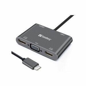 Sandberg USB-C Dock 2xHDMI+1xVGA+USB+PD (136-35) kép