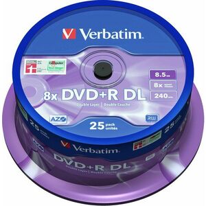 VERBATIM DVD+R 8, 5GB 8x DoubleLayer MATT SILVER spindl 25db/CS kép