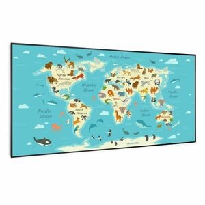 Klarstein Wonderwall Air Art Smart, infravörös hősugárzó, 120 x 60 cm, 700 W, térkép állatokkal kép