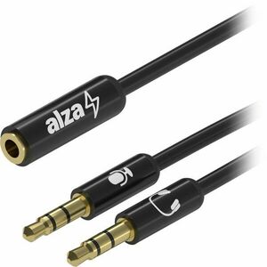 AlzaPower 3.5mm Jack 4P-TRRS (F) to 2x 3.5mm Jack (M) 0, 15 m adapter fekete kép