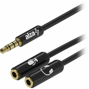 AlzaPower 3.5mm Jack 4P-TRRS (M) to 2x 3.5mm Jack (F) 0, 15 m adapter fekete kép
