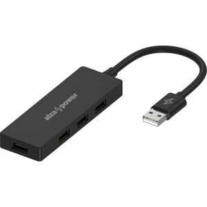 AlzaPower FlatCore USB-A (M) - 4× USB-A 2.0 (F) fekete kép
