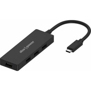AlzaPower FlatCore USB-C (M) - 4× USB-A 2.0 (F) fekete kép