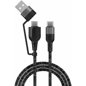 4smarts USB-A and USB-C to USB-C Cable ComboCord CA 1.5m fabric monochrome kép