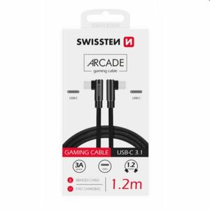 Adatkábel Swissten USB-C/USB-C textil, gyorstöltés támogatással, fekete kép