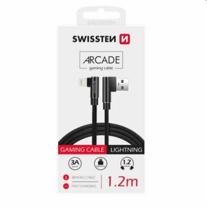 Adatkábel Swissten USB/LIGHTNING textil, gyorstöltés támogatással, fekete kép