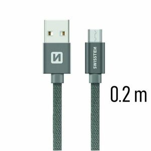 Adatkábel Swissten textilMicro-USB konnektorral és gyorstöltés támogatással 0, 2 m, szürke kép