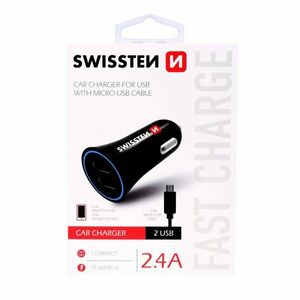 Autós töltő Swissten 2.4A 2x USB + kábel Micro USB kép