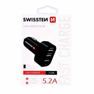 Autós töltő Swissten 5.2A 3 USB bemenettel kép