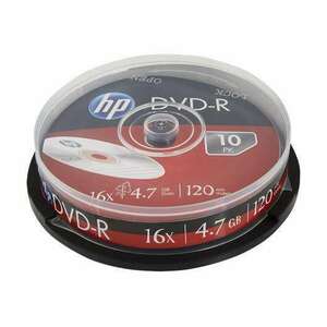 HP DVD+R lemez, 4, 7 GB, 16x, 10 db, hengeren, HP kép
