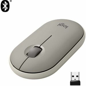 Logitech Pebble M350 Wireless Mouse, Almond Milk kép