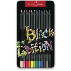 FABER-CASTELL Black Edition, fémdobozban, 12 szín kép