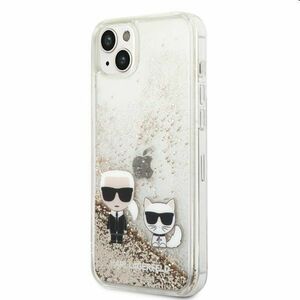 Tok Karl Lagerfeld Liquid Glitter Karl and Choupette for iPhone 14 Plus, gold kép