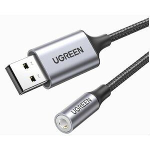 UGREEN USB 2.0 to 3.5mm Audio Adapter Aluminum Alloy 25cm (Dark Gray) kép
